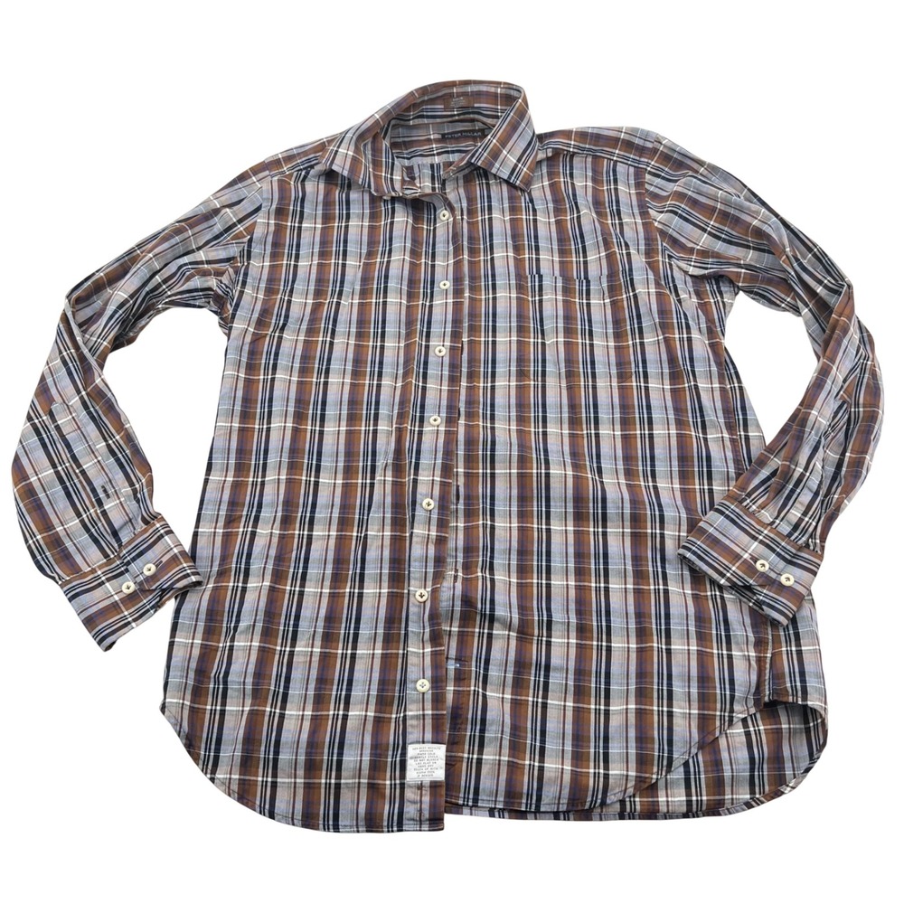 Peter Millar Mens Plaid Button Down Shirt Long Sleeve Cotton Casual Size Medium